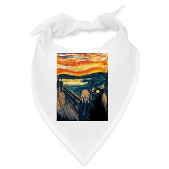 Halloween Katze – Kunstmotiv im Van Gogh Stil - Bandana - Weiß - Vorne