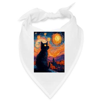 Halloween Katze – Kunstmotiv im Van Gogh Stil - Bandana - Weiß - Vorne
