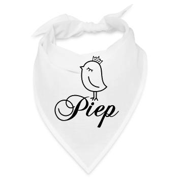 Spatz Piep mit Krone – Piepmatz Vogel Cartoon - Bandana - Weiß - Vorne