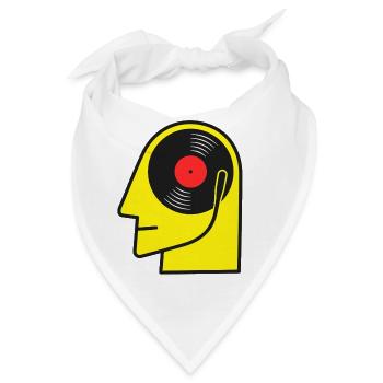 Retro-Vinyl-Album-Kopfporträt - Bandana - Weiß - Vorne