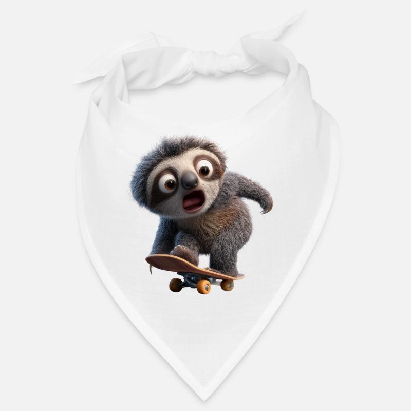 Faultier auf Skateboard Lustig Langsam Cool Bandana