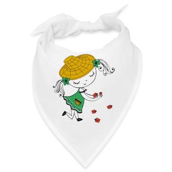 Mädchen mit Strohhut und Marienkäfer - Bandana - Weiß - Vorne