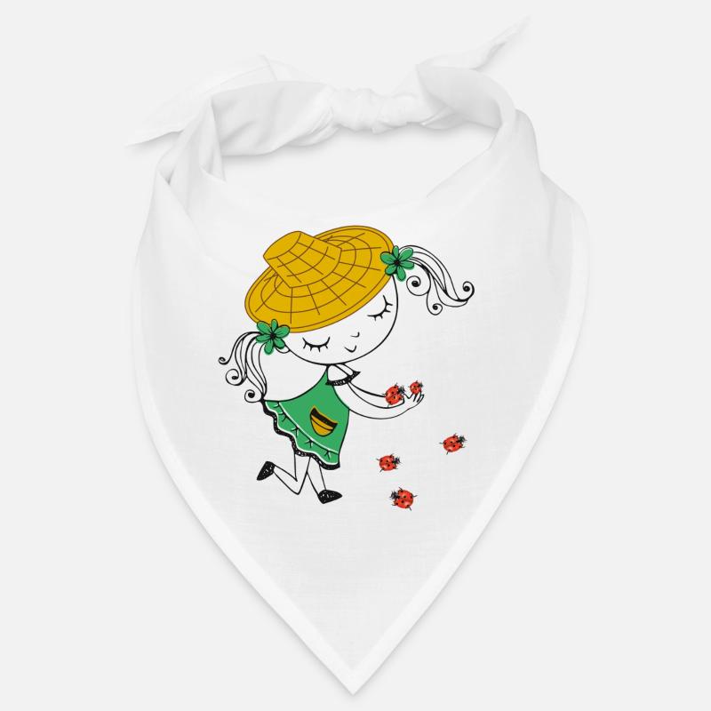 Girl with straw hat and ladybug Bandana