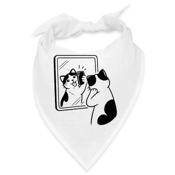 Katze Spiegel Selfie - Bandana - Weiß - Vorne