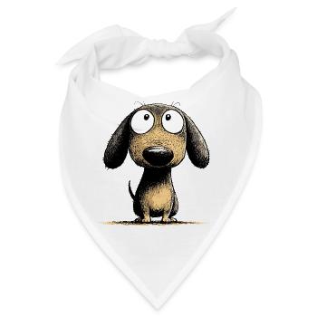 Kulleraugen Dackel Hund Cartoon Art - Bandana - Weiß - Vorne