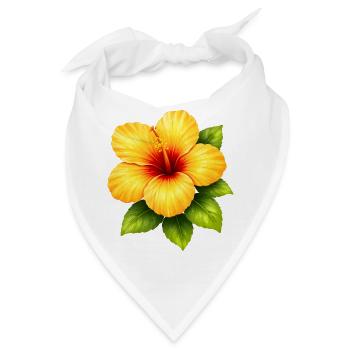 Gelber Hibiskus mit grünen Blättern  - Bandana - Weiß - Vorne
