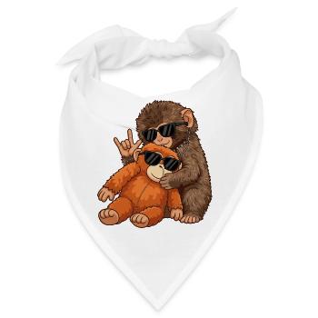Affe Punch Rockmusik Lustig Geschenk - Bandana - Weiß - Vorne