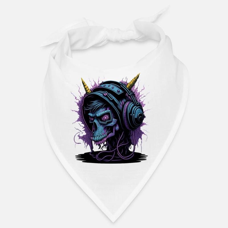 Neon Skull mit Kopfhörern DJ Bandana