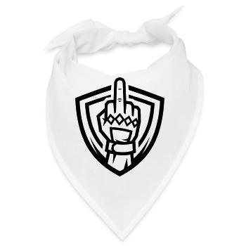 Mittelfinger Handschuh Wappen Schwarz Symbol - Bandana - Weiß - Vorne