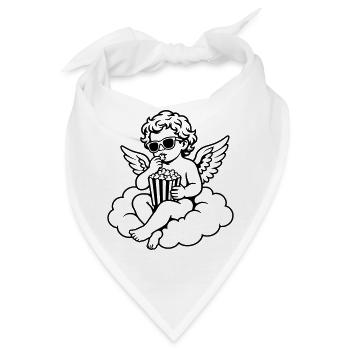 Cooler Cherub mit Popcorn im Kino - Bandana - Weiß - Vorne