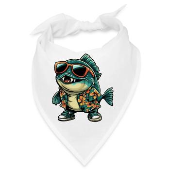 Piranha Fisch Comic Urlaub - Bandana - Weiß - Vorne