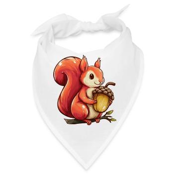 Kuscheliges Eichhörnchen mit Eichel - Bandana - Weiß - Vorne