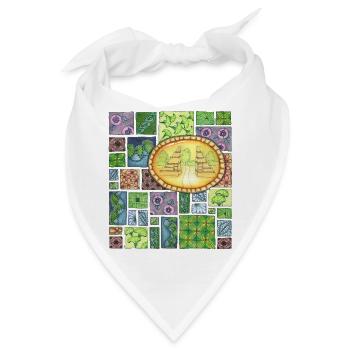 Bali temple on pattern patchwork - Bandana - Weiß - Vorne