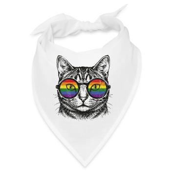 Pride Month LGBT – Lustige Katze mit Sonnenbrille - Bandana - Weiß - Vorne