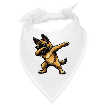 Dabbing Belgischer Schäferhund - Bandana - Weiß - Vorne