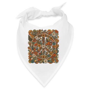 Peace 60er Blumen - Bandana - Weiß - Vorne