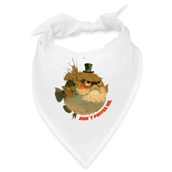 Mürrischer Kugelfisch mit Zylinder - Bandana - Weiß - Vorne