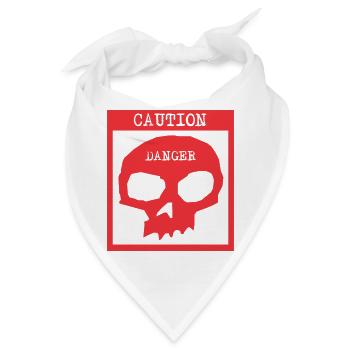 Caution Danger Totenkopf Warnschild - Bandana - Weiß - Vorne