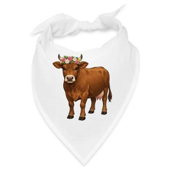 Braune Kuh - Bandana - Weiß - Vorne