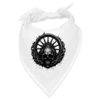 Markantes Dark-Motiv mit Totenkopf, massiver Kette - Bandana - Weiß - Vorne