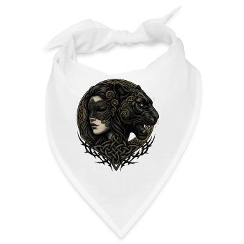 Damenfigur und Tier im keltischen Knoten - Bandana - Weiß - Vorne