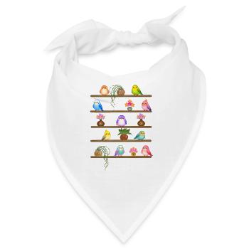 Die Blumen und die Vögel - Bandana - Weiß - Vorne
