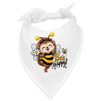 Biene Glücks-Igel Cartoon - Bandana - Weiß - Vorne
