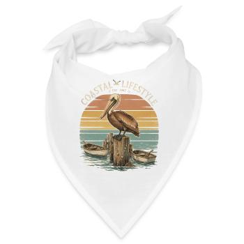 Coastal Lifestyle Pelikan – Maritimes Retro Meer - Bandana - Weiß - Vorne