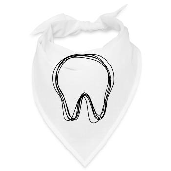 Zahn handgezeichnet - Bandana - Weiß - Vorne