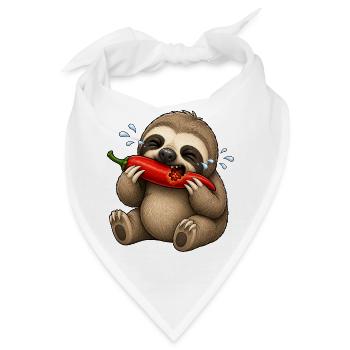 Faultier Chili Scharf Lustiger Cartoon - Bandana - Weiß - Vorne