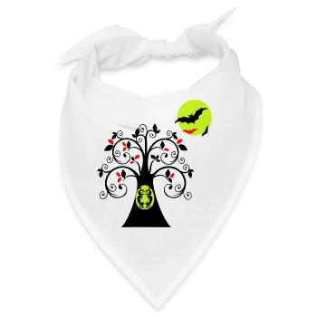 Baum mit Eule Halloween - Bandana - Weiß - Vorne
