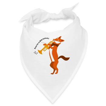 Fuchs mit Trompete, Abstraktion - Bandana - Weiß - Vorne