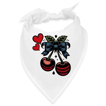 Kirsch-Duo mit Schleife Retro-Pop-Art - Bandana - Weiß - Vorne
