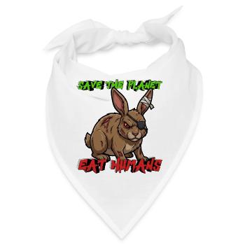 Save The Planet Eat Humans – Horror Motiv Hase - Bandana - Weiß - Vorne