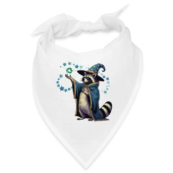 Recycling Zauberer Waschbär - Bandana - Weiß - Vorne