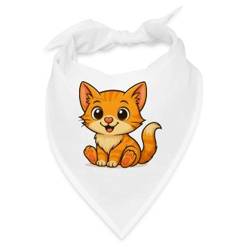 Lächelndes Kätzchen Cartoon - Bandana - Weiß - Vorne