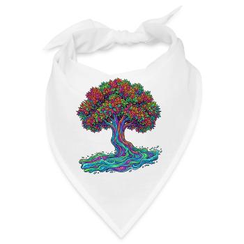 Baum des Lebens – Psychedelic Regenbogen Motiv - Bandana - Weiß - Vorne