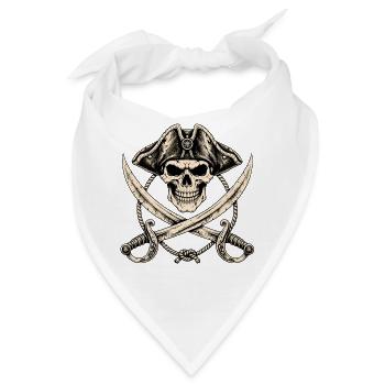 Piratenschädel mit gekreuzten Säbeln - Bandana - Weiß - Vorne