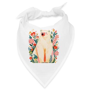 Eisbär Floral Bear Wild Nature Lover Kunst - Bandana - Weiß - Vorne