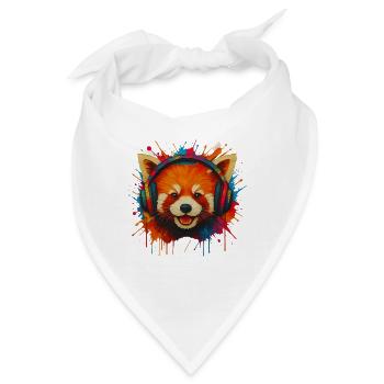 Roter panda mit bunten Kopfhörern - Bandana - Weiß - Vorne