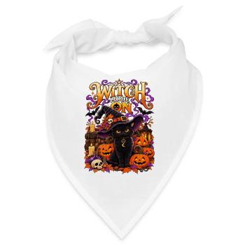 Witch Mode On Halloween Katze Hexenkatze - Bandana - Weiß - Vorne