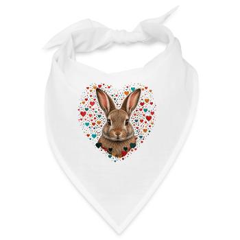Herzhafter Hase Herzenmuster - Bandana - Weiß - Vorne