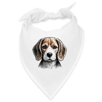 Beagle Line Portrait - Bandana - Weiß - Vorne
