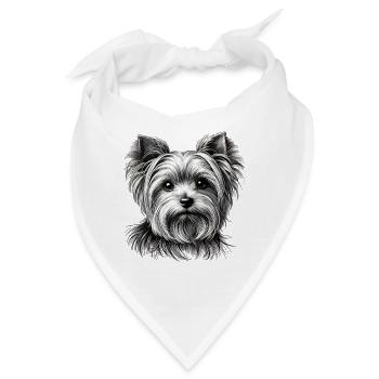 Yorkie Porträt - Bandana - Weiß - Vorne