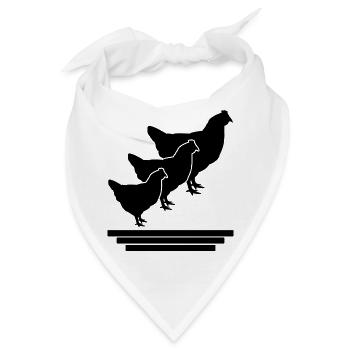 Hühner Trio Silhouette - Bandana - Weiß - Vorne