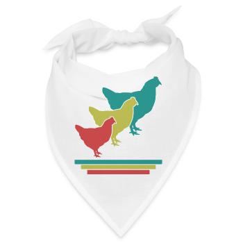 Hühner Trio Retro - Bandana - Weiß - Vorne