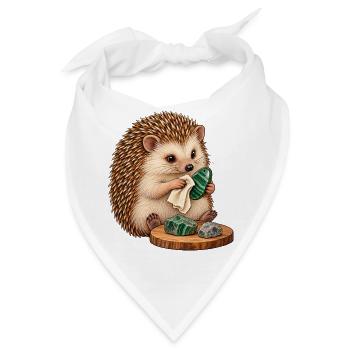 Igel poliert einen Steinanhänger - Bandana - Weiß - Vorne