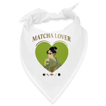 Japanese Matcha Lover Utamaro Ukiyo-e Parody - Bandana - Weiß - Vorne