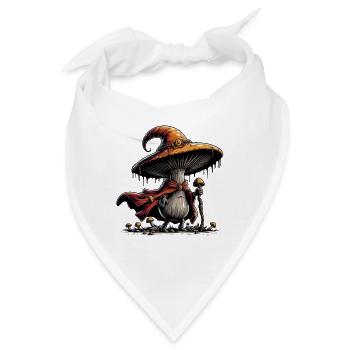 Pilz Zauberer mit Umhang - Bandana - Weiß - Vorne