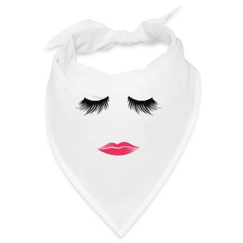 Frauengesicht Wimpern Kussmund Pinke Lippen - Bandana - Weiß - Vorne